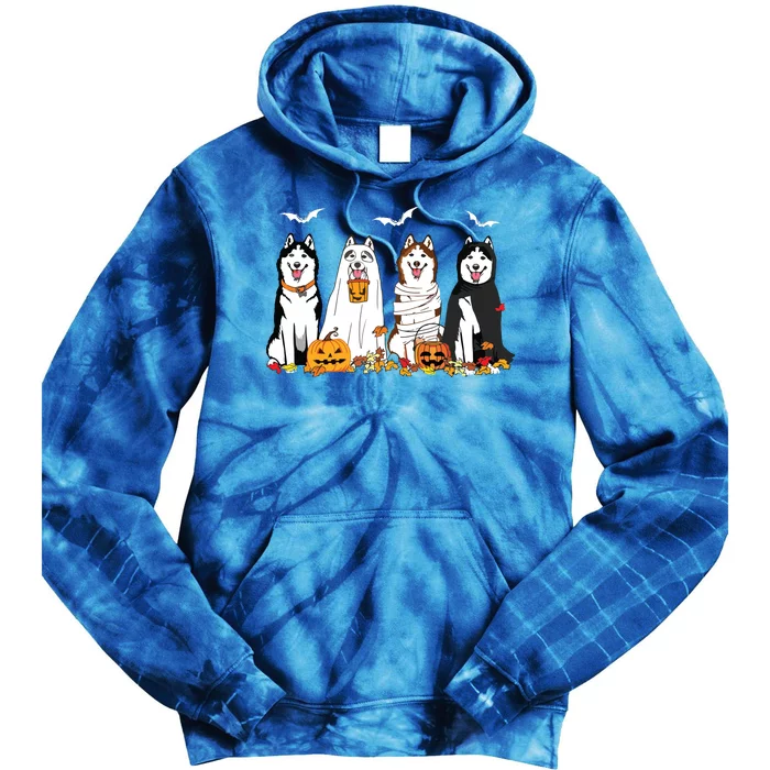 Funny Husky Ghost Dogs Halloween Husky Dog Mom Husky Lover Tie Dye Hoodie