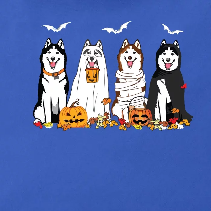 Funny Husky Ghost Dogs Halloween Husky Dog Mom Husky Lover Zip Tote Bag