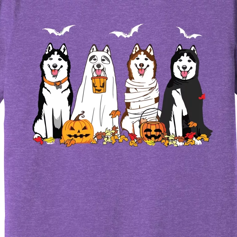 Funny Husky Ghost Dogs Halloween Husky Dog Mom Husky Lover Premium T-Shirt