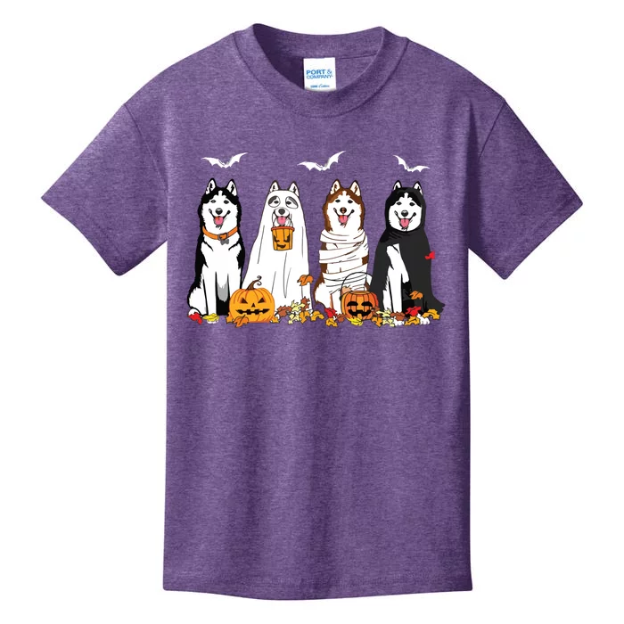 Funny Husky Ghost Dogs Halloween Husky Dog Mom Husky Lover Kids T-Shirt