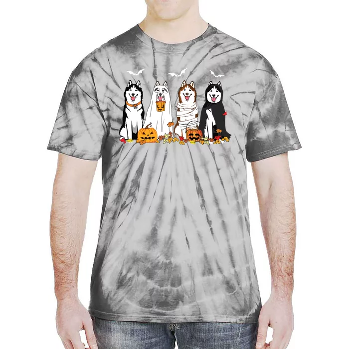 Funny Husky Ghost Dogs Halloween Husky Dog Mom Husky Lover Tie-Dye T-Shirt