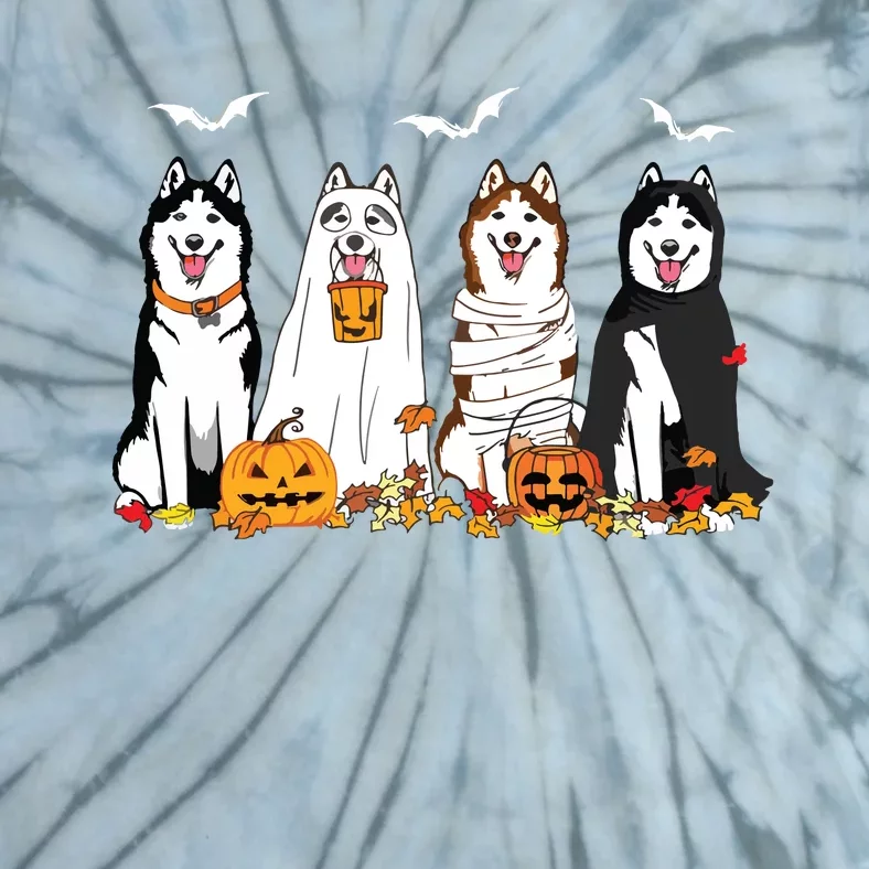 Funny Husky Ghost Dogs Halloween Husky Dog Mom Husky Lover Tie-Dye T-Shirt