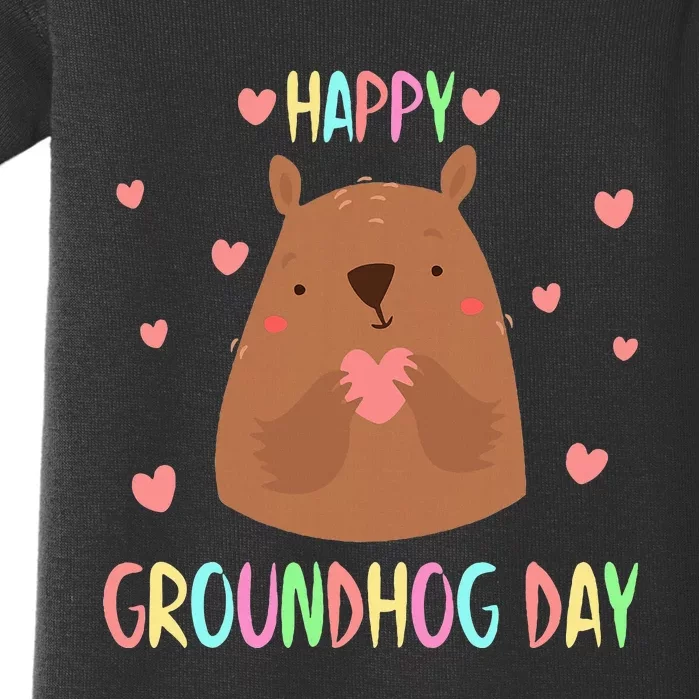 Funny Happy Groundhog Day 2024 Baby Bodysuit