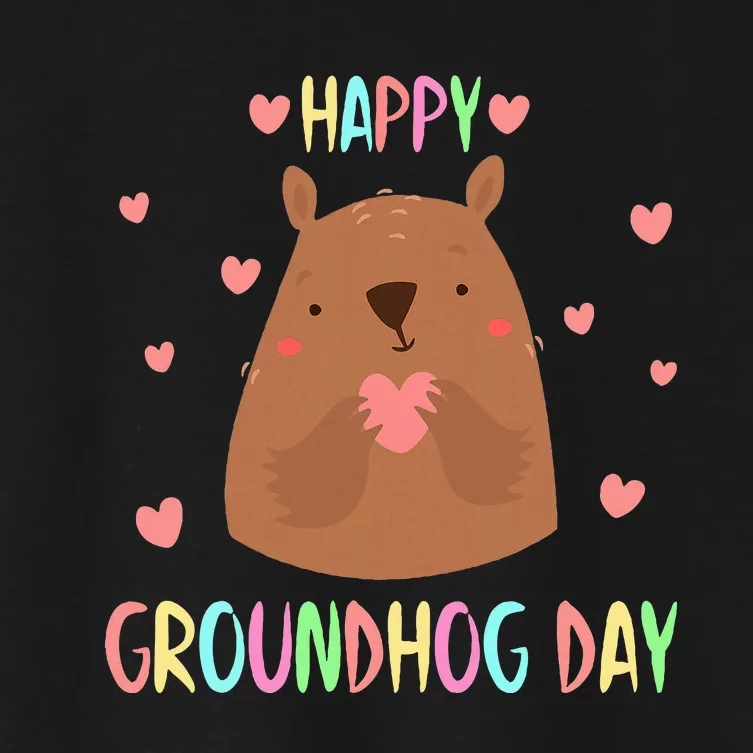 Funny Happy Groundhog Day 2024 Women's Crop Top Tee