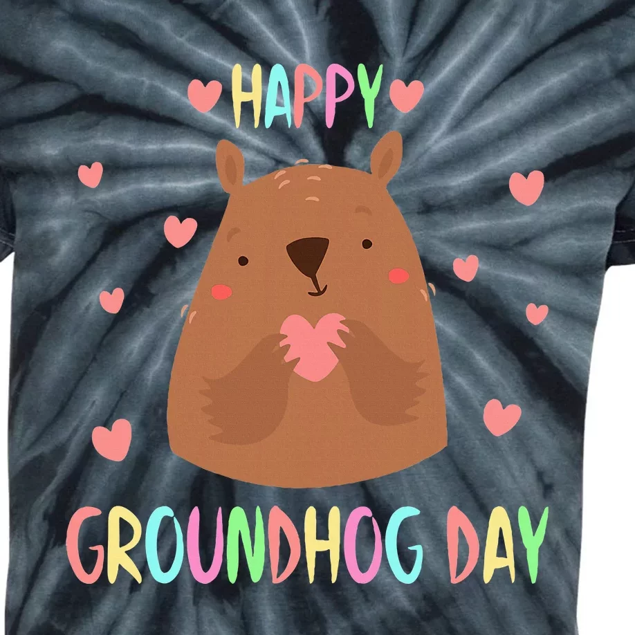 Funny Happy Groundhog Day 2024 Kids Tie-Dye T-Shirt