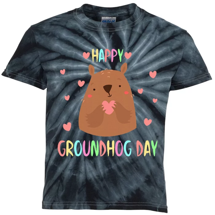 Funny Happy Groundhog Day 2024 Kids Tie-Dye T-Shirt