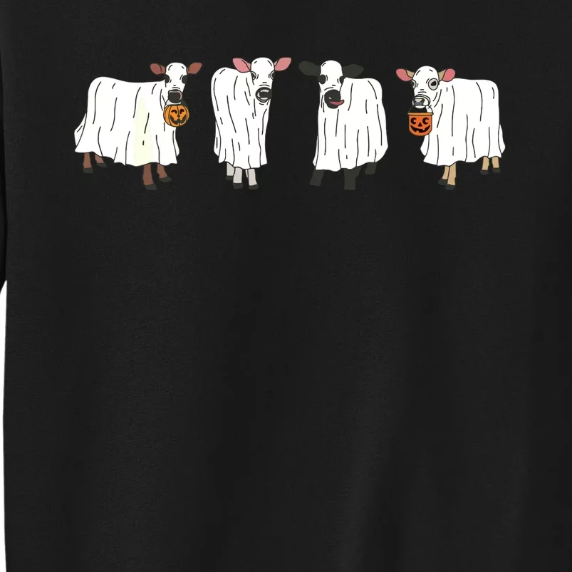 Funny Halloween Ghost Cows Trick Or Treat Cow Lover Tall Sweatshirt