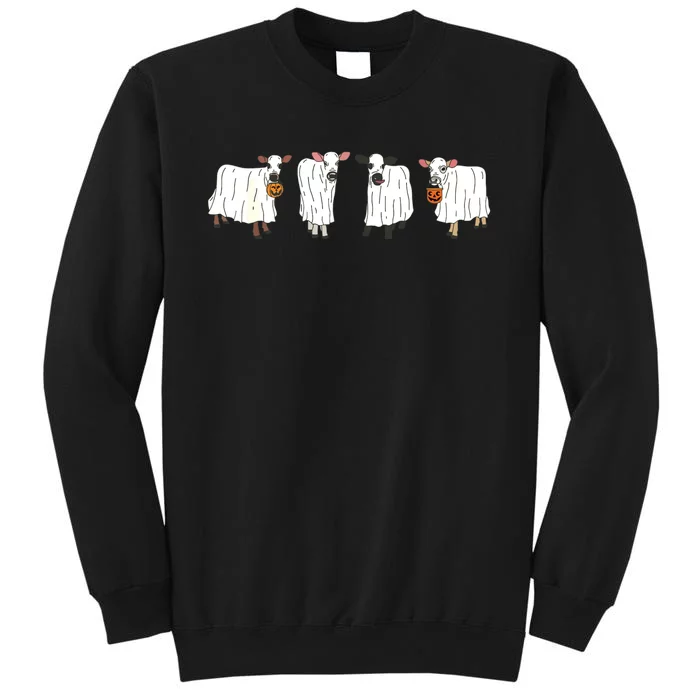 Funny Halloween Ghost Cows Trick Or Treat Cow Lover Tall Sweatshirt