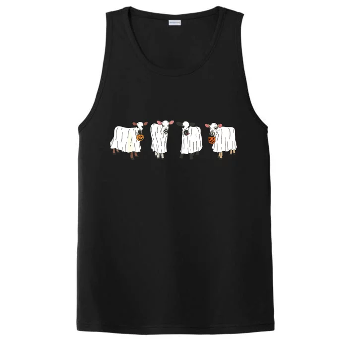 Funny Halloween Ghost Cows Trick Or Treat Cow Lover Performance Tank