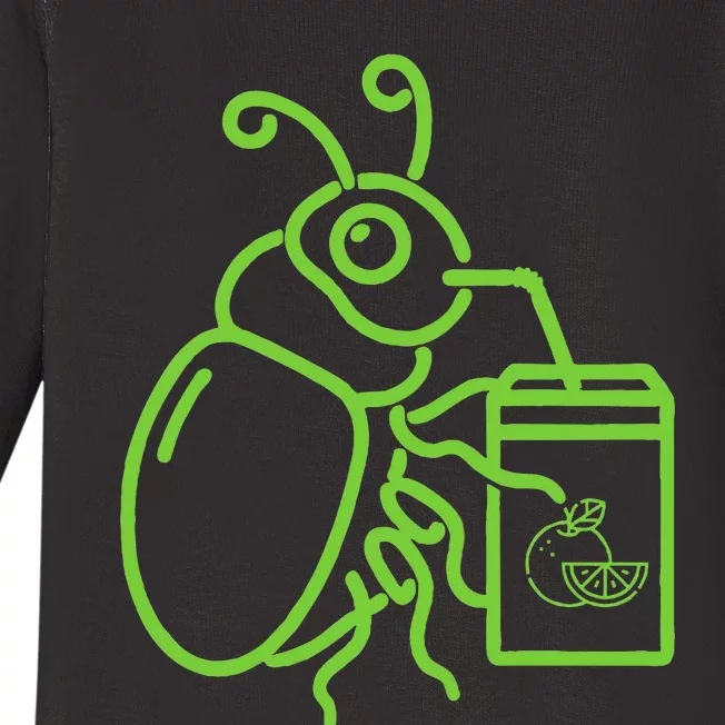 Funny Halloween Graphic Green Halloween Beetle Baby Long Sleeve Bodysuit