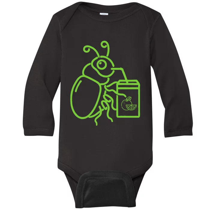 Funny Halloween Graphic Green Halloween Beetle Baby Long Sleeve Bodysuit