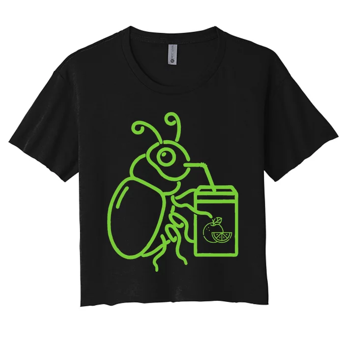 Funny Halloween Graphic Green Halloween Beetle Women's Crop Top Tee