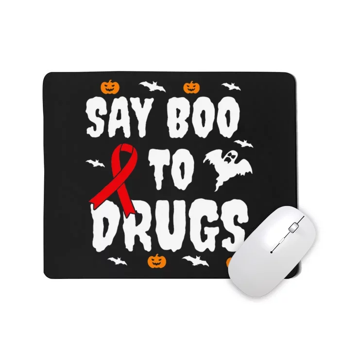 Funny Halloween Gift Say Boo To Drugs Awareness Red Ribbon Mousepad