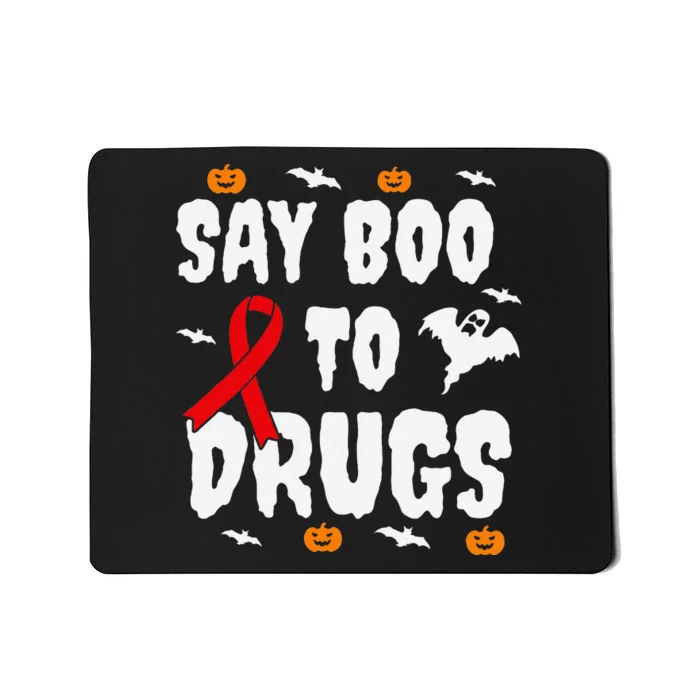 Funny Halloween Gift Say Boo To Drugs Awareness Red Ribbon Mousepad