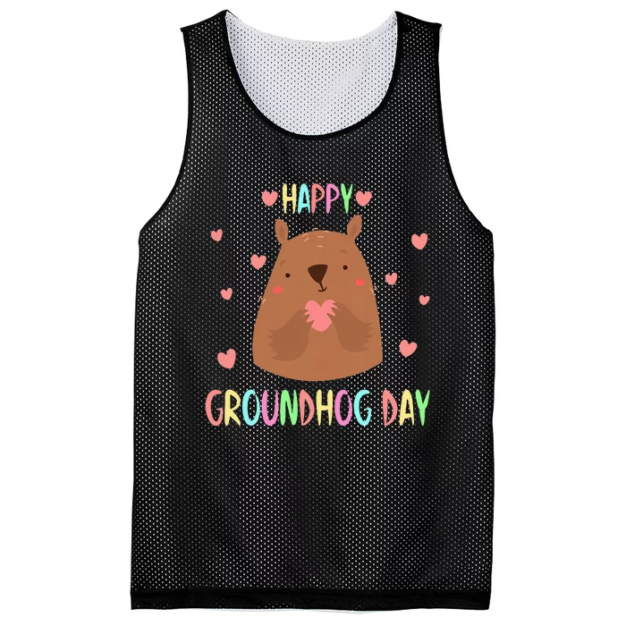 Funny Happy Groundhog Day 2024 Mesh Reversible Basketball Jersey Tank