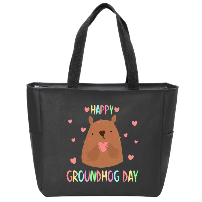 Funny Happy Groundhog Day 2024 Zip Tote Bag