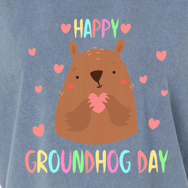 Funny Happy Groundhog Day 2024 Garment-Dyed Women's Muscle Tee