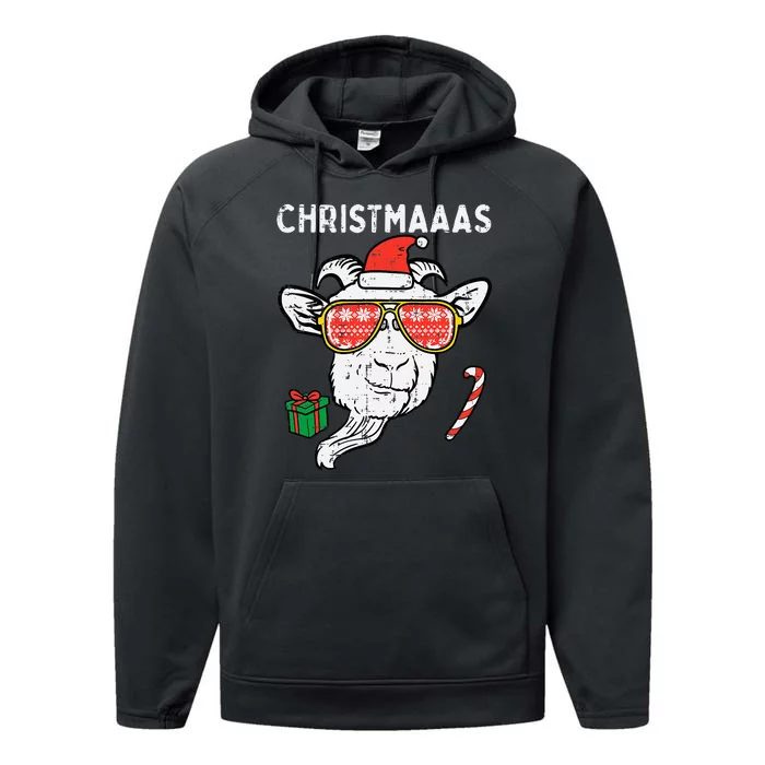 Festive Holiday Goat Santa's Farm Companion Performance Fleece Hoodie