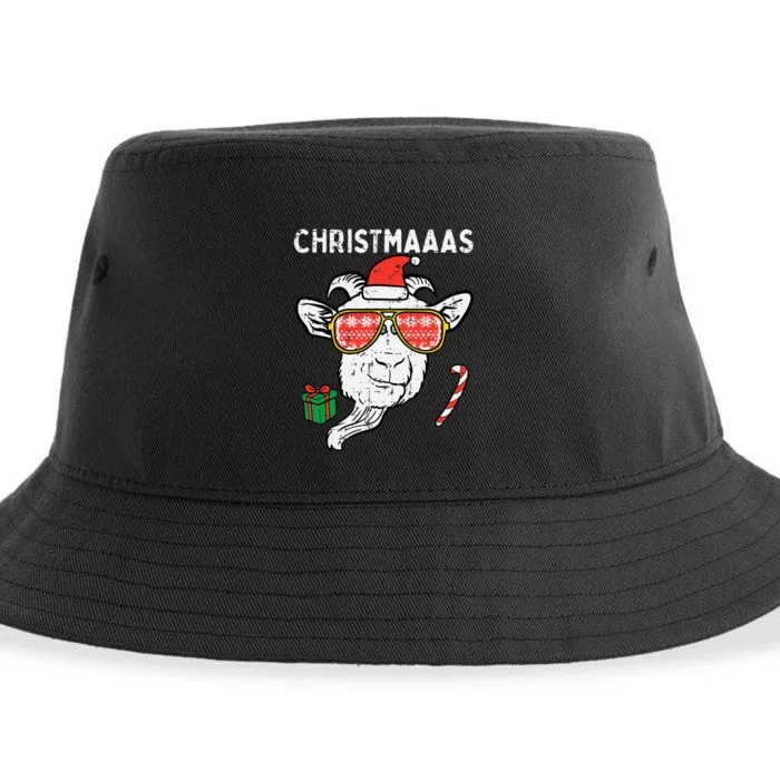 Festive Holiday Goat Santa's Farm Companion Sustainable Bucket Hat