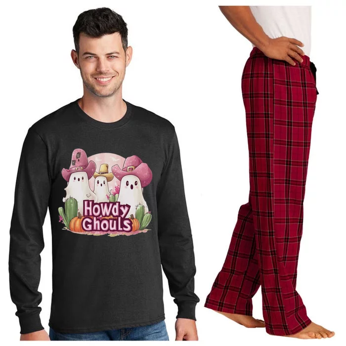 Funny Howdy Ghouls Ghost Halloween Spooky Team Long Sleeve Pajama Set