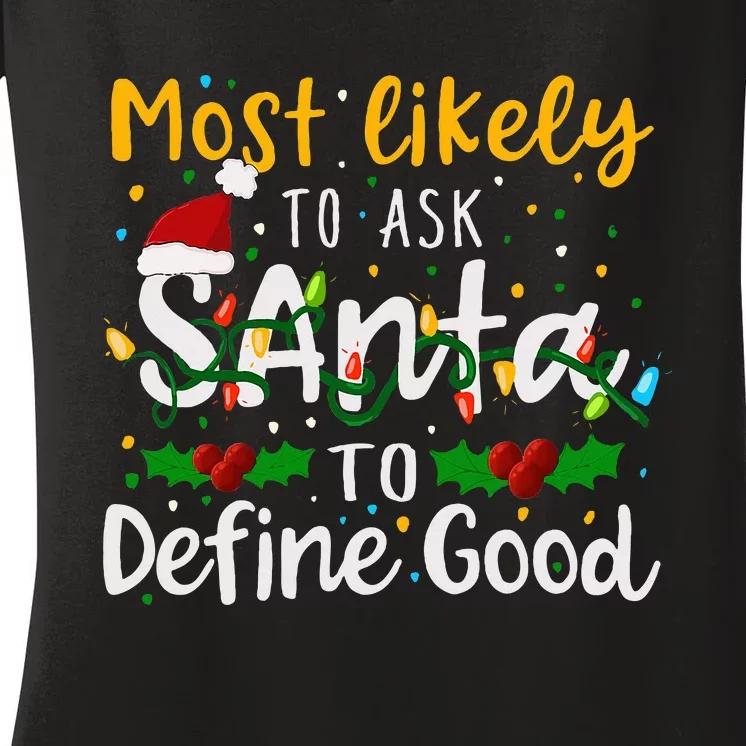 Festive Holiday Gift for the Curious and Jolly Women's V-Neck T-Shirt