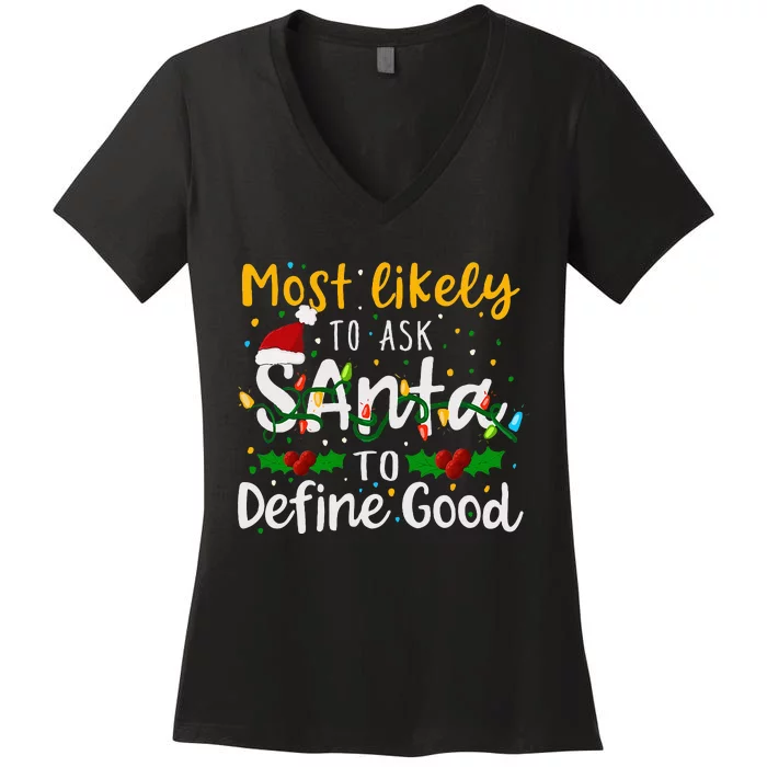 Festive Holiday Gift for the Curious and Jolly Women's V-Neck T-Shirt