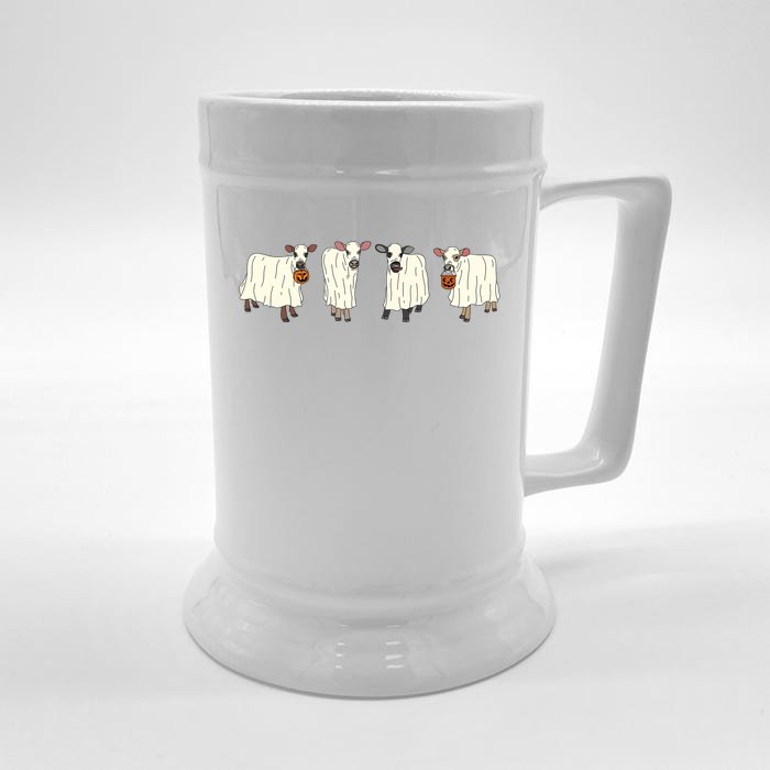 Funny Halloween Ghost Cows Trick Or Treat Cow Lover Gift Front & Back Beer Stein