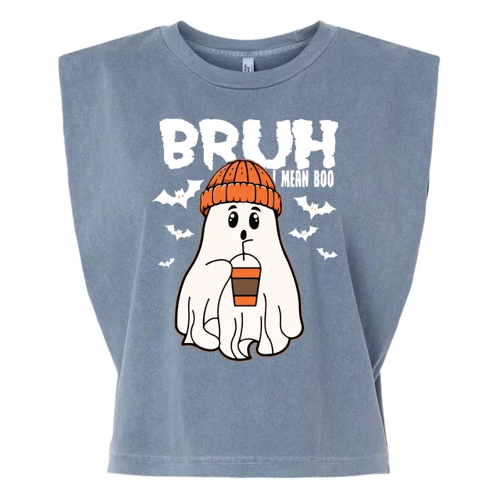 Funny Halloween Ghost Bruh I Mean Boo Garment-Dyed Women's Muscle Tee