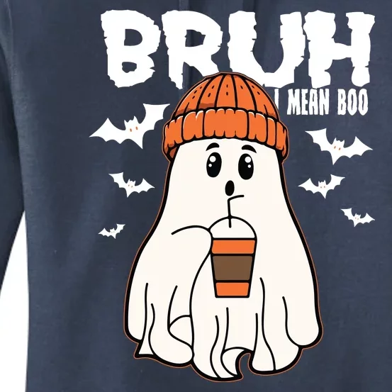 Funny Halloween Ghost Bruh I Mean Boo Women's Pullover Hoodie