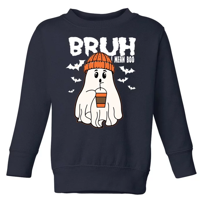 Funny Halloween Ghost Bruh I Mean Boo Toddler Sweatshirt