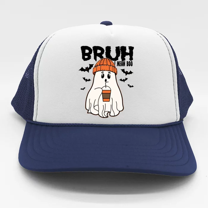 Funny Halloween Ghost Bruh I Mean Boo Trucker Hat