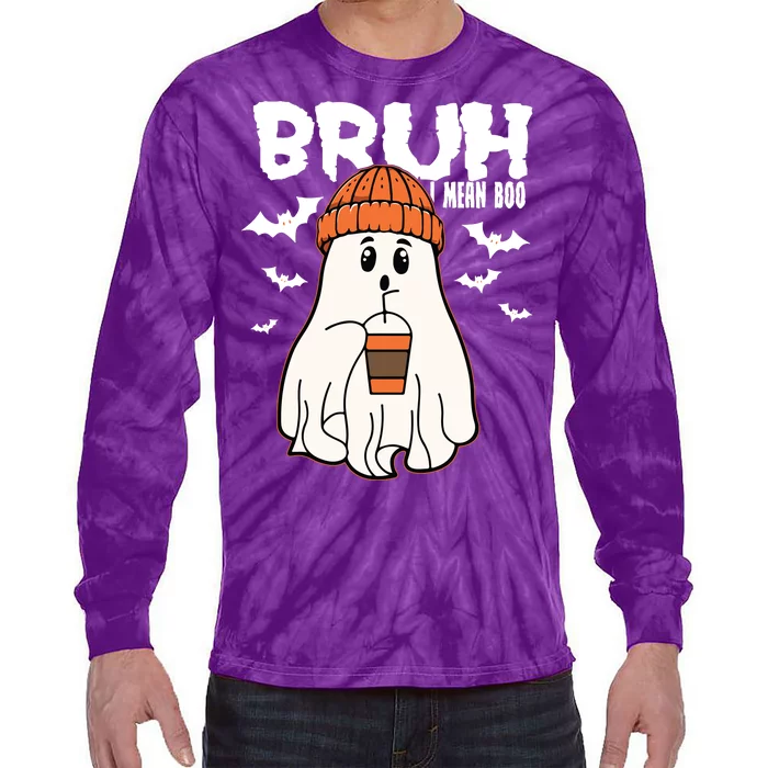 Funny Halloween Ghost Bruh I Mean Boo Tie-Dye Long Sleeve Shirt