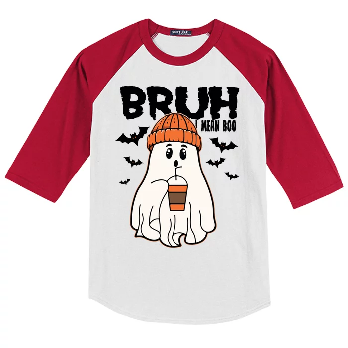 Funny Halloween Ghost Bruh I Mean Boo Kids Colorblock Raglan Jersey