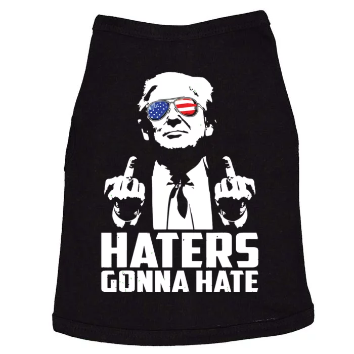 Funny Haters Gonna Hate President Donald Trump Middle Finger Doggie Tank