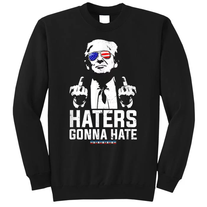 Funny Haters Gonna Hate President Donald Trump Middle Finger Tall Sweatshirt