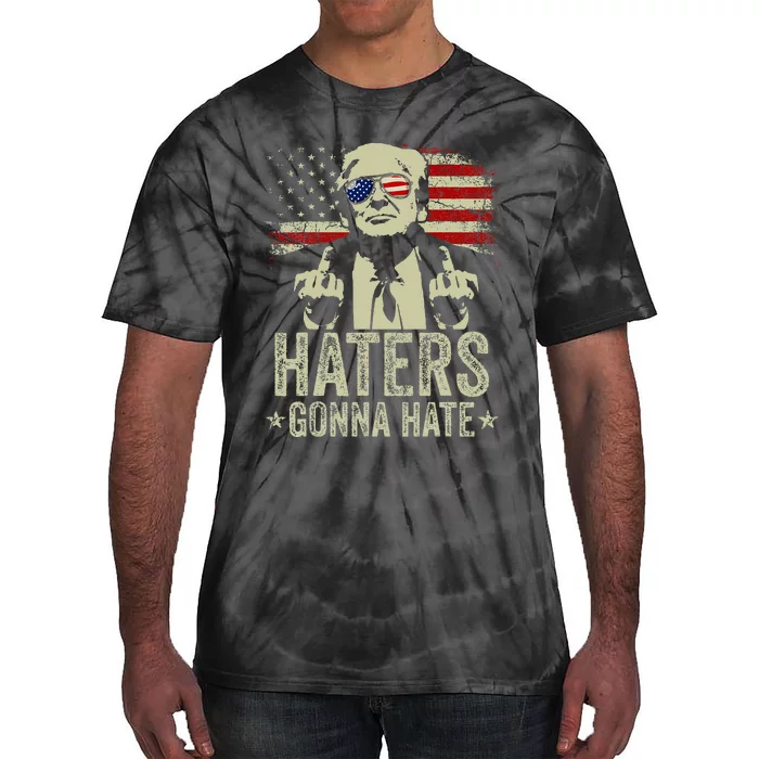 Funny Haters Gonna Hate President Donald Trump Middle Finger Tie-Dye T-Shirt