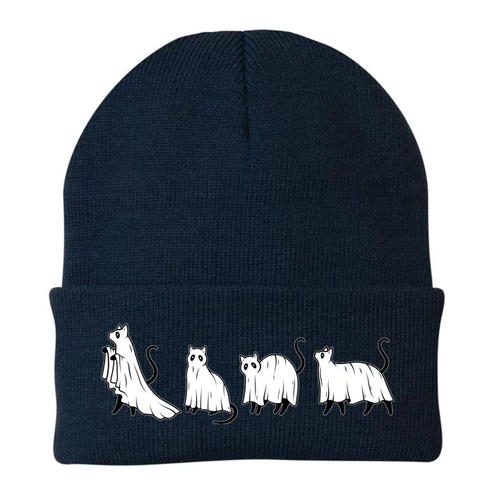 Funny Halloween Ghost Cats Knit Cap Winter Beanie