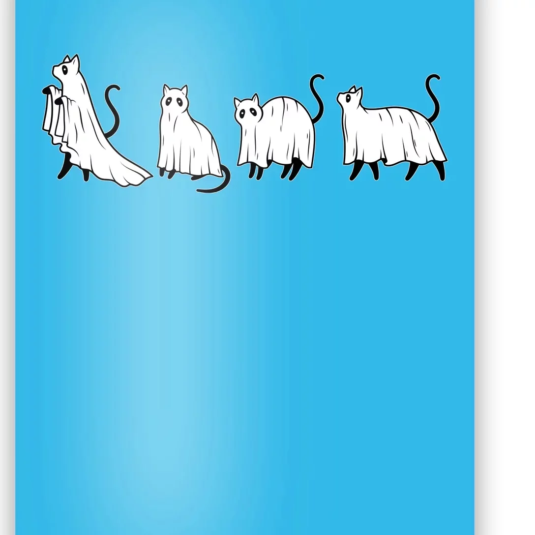 Funny Halloween Ghost Cats Poster