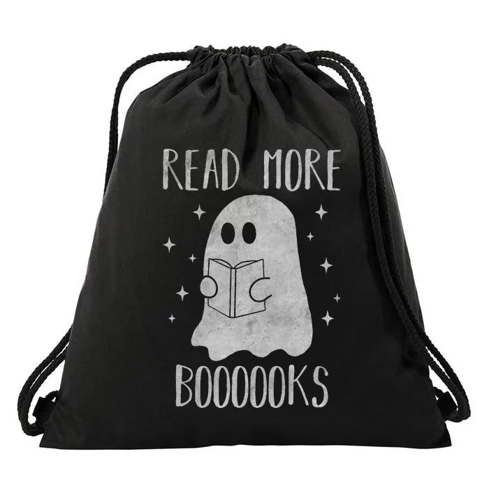 Funny Halloween Ghost Reading Book Spooky and Adorable Drawstring Bag