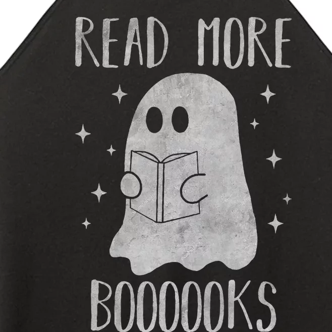 Funny Halloween Ghost Reading Book Spooky and Adorable Women’s Perfect Tri Rocker Tank