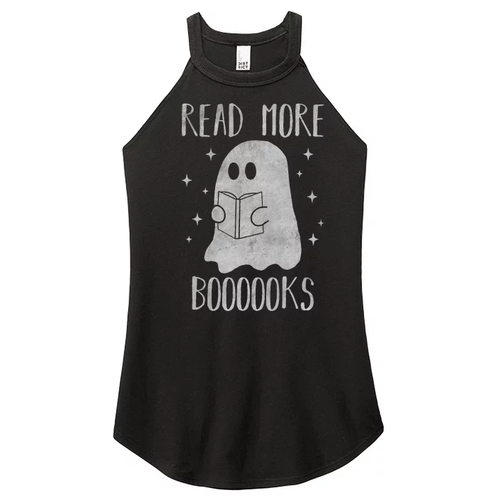 Funny Halloween Ghost Reading Book Spooky and Adorable Women’s Perfect Tri Rocker Tank