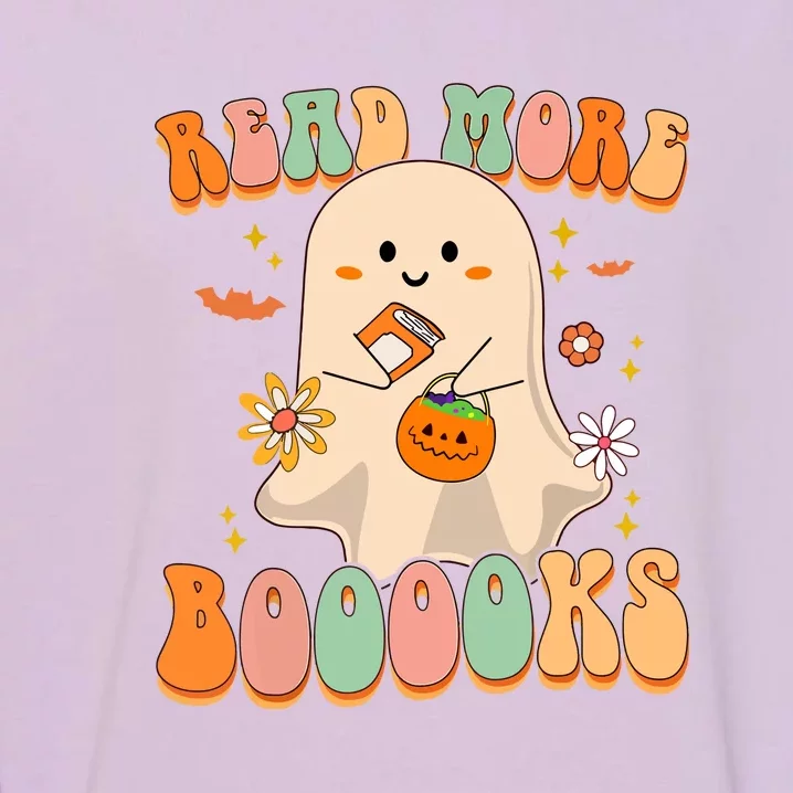 Funny Halloween Groovy Read More Books Cute Ghost Boo Gift Garment-Dyed Sweatshirt