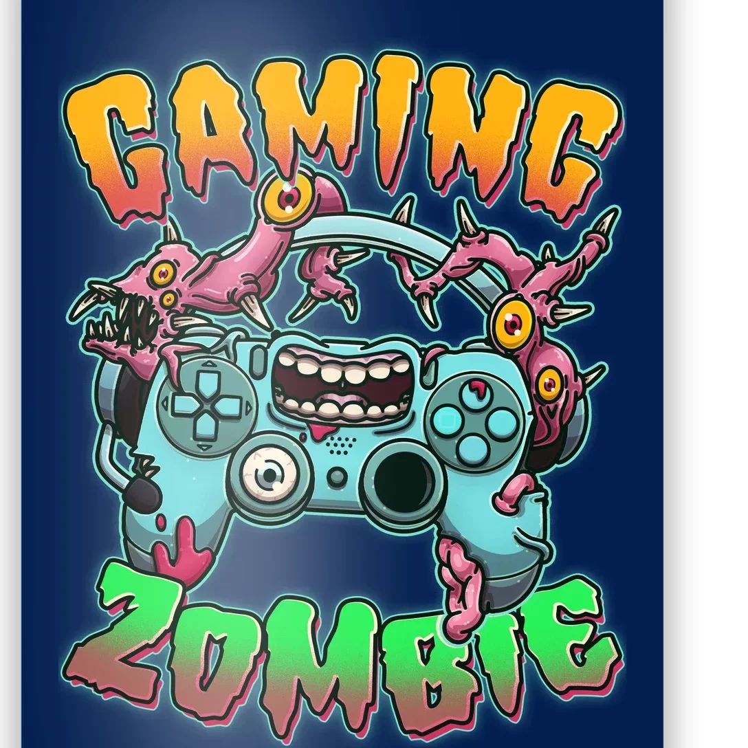 Funny Halloween Gaming Zombie Game Controller Poster