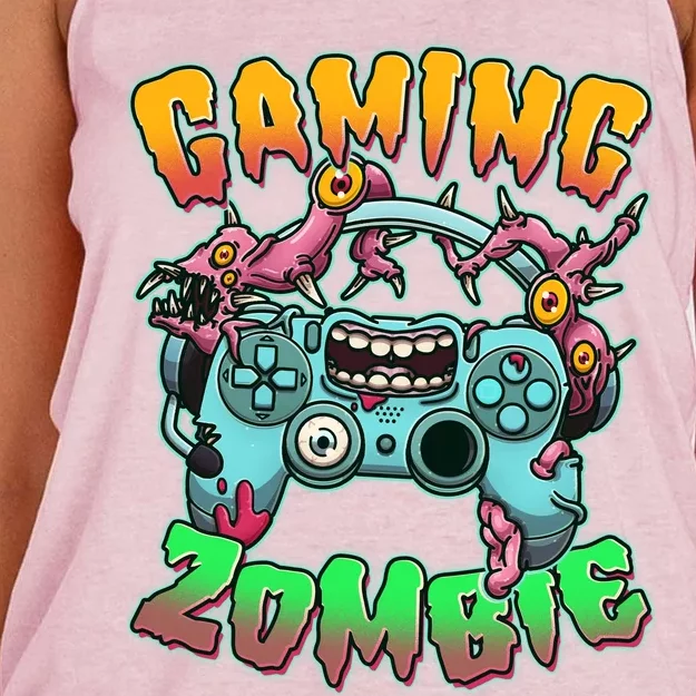 Funny Halloween Gaming Zombie Game Controller Women's Knotted Racerback Tank