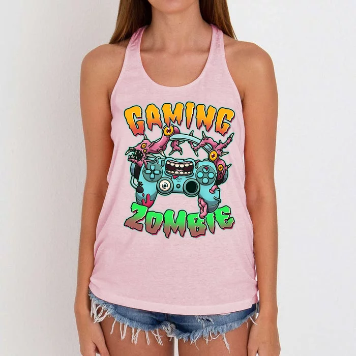 Funny Halloween Gaming Zombie Game Controller Women's Knotted Racerback Tank