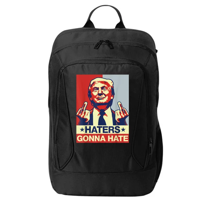 Funny Haters Gonna Hate Donald Trump Middle Finger City Backpack