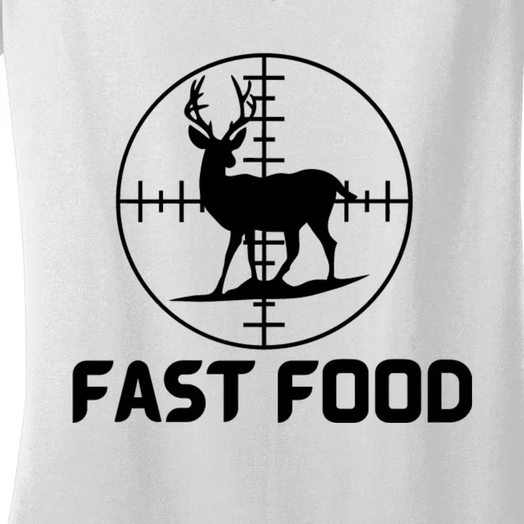 Funny Hunter Gift Deer Hunting Funny Hunter Fast Food Gift 😭🙄🥴 Funny Gift Women's V-Neck T-Shirt