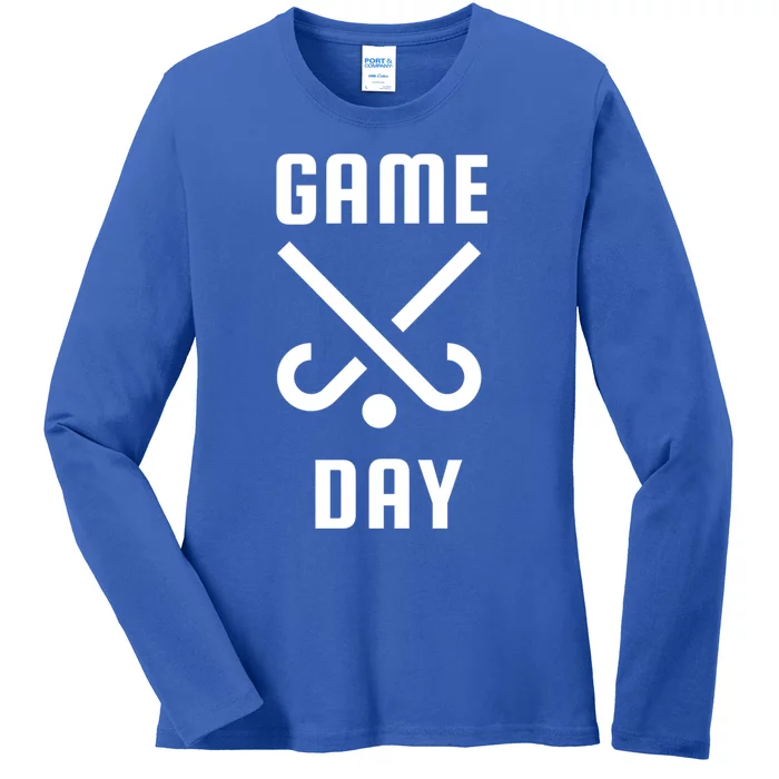 Field Hockey Game Day Funny Mom And Dad Spirit Wear Design Gift Ladies Long Sleeve Shirt