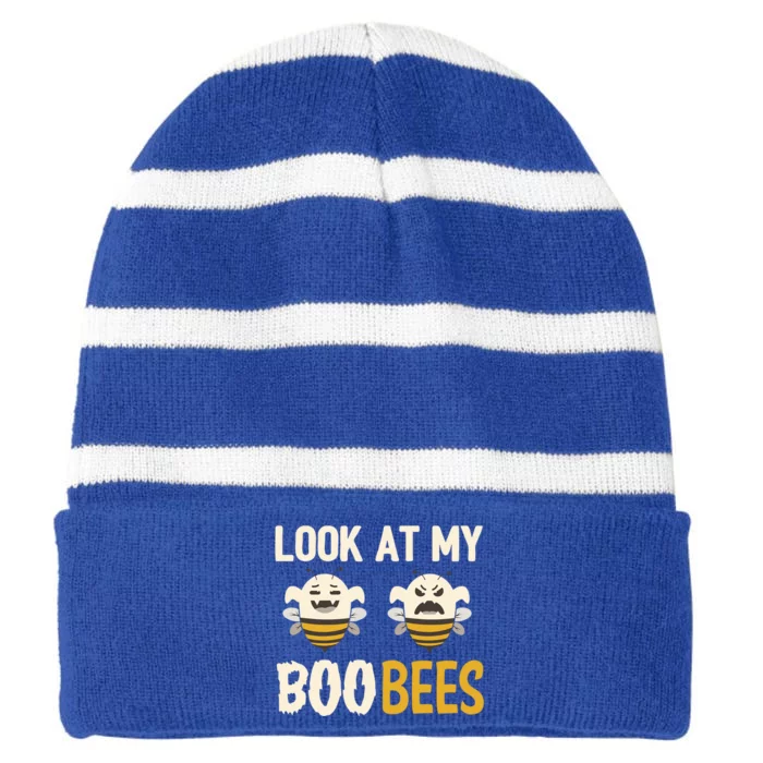 Funny Halloween Gift Look At My Boo Bees Funny Gift Striped Beanie with Solid Band