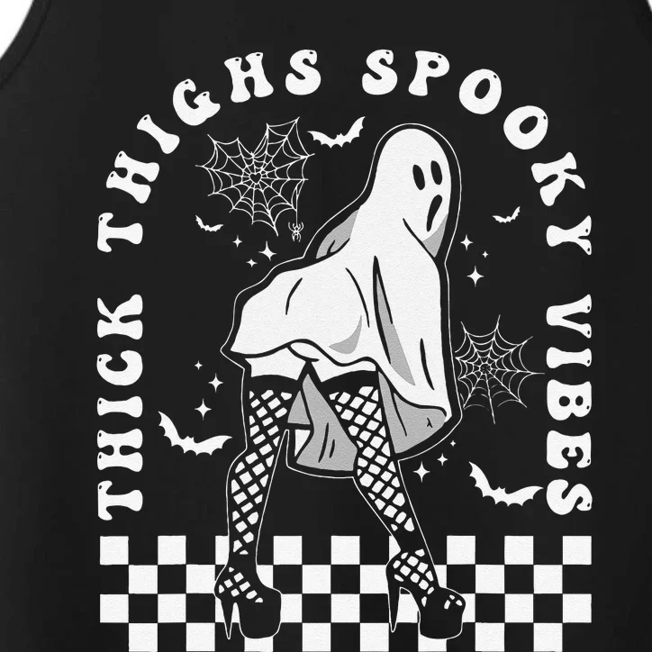 Funny Halloween Ghost Thick Thighs Spooky Vibes Workout Gym Performance Tank